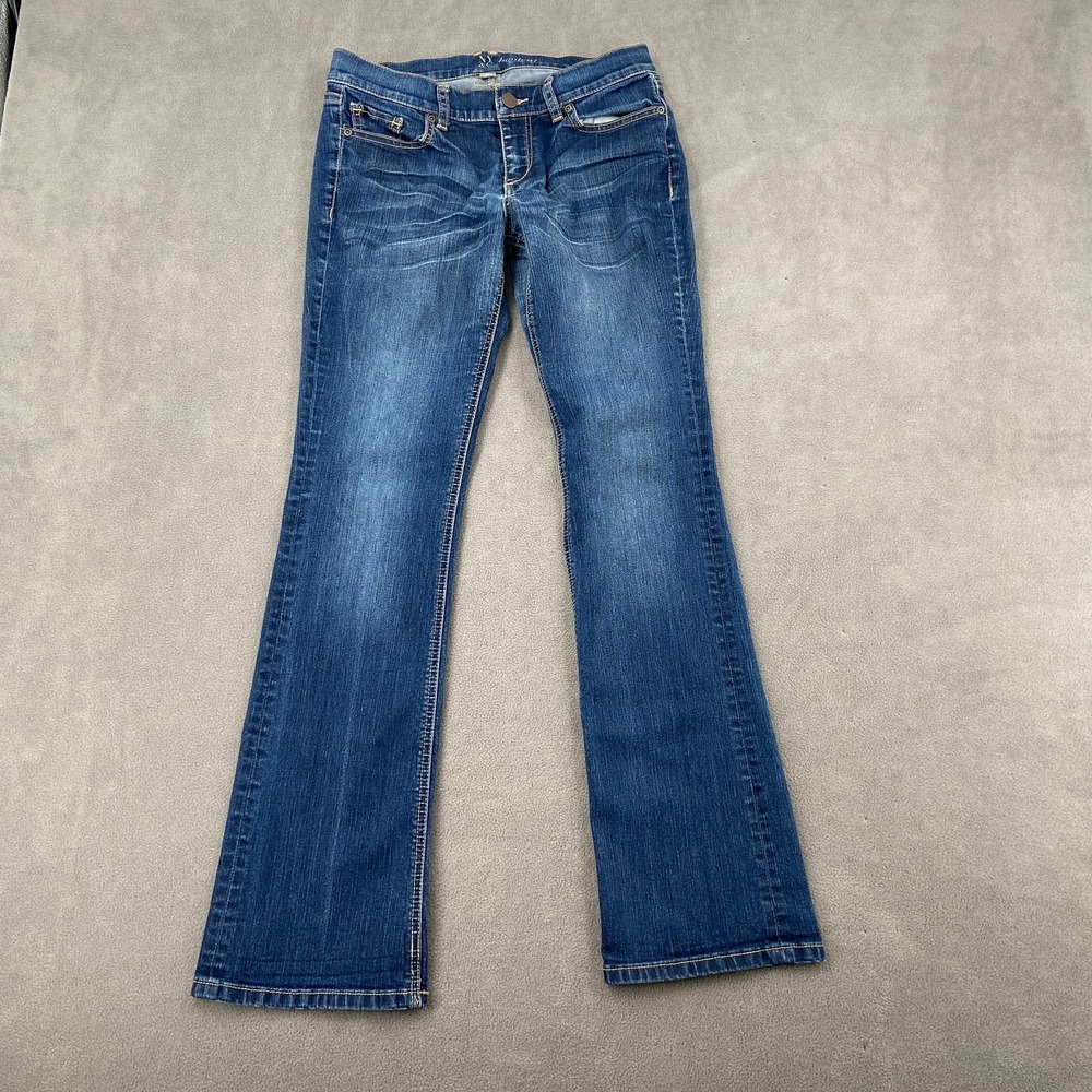 New York‎ & Company Y2K Bootcut Jeans Women Petite 4 Blue Denim Faded Flare